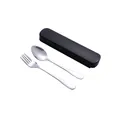 Portable stainless steel silverware set featuring spoon, fork, and a sleek black storage box - Style 1010 / 1010 Spoon Fork 2-Piece Set / Black