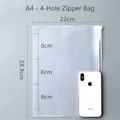 A4 size 4-hole transparent PVC zipper pouch insert for loose-leaf binder document storage - 4 Holes (28.9x22cm) / A4