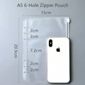 A5 6-hole punched transparent zipper bag for loose-leaf binder, waterproof PVC pocket - 6 Holes (20.9x15cm) / A5