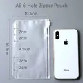 Transparent A6 6-hole binder zipper pocket, waterproof loose-leaf file storage bag - 6 Holes (16.9x10.6cm) / A6
