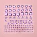Purple self-adhesive rhinestone stickers with hearts and stars - Purple