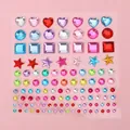 Sheet of colorful 3D crystal gem stickers with hearts stars and round shapes for DIY - Colorful