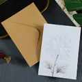 Tarjeta de felicitación elegante con relieve 3D de flor y sobre de papel kraft - Gerbera / Juego de Tarjetas de Felicitación (Con Sobre)