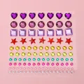 Vibrant colorful 3D rhinestone sticker sheet with heart and star shapes for DIY crafts - Heart