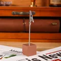 Retro wooden cube base note holder for desktop photo or card display. - Light Coffee