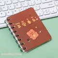Cute A7 mini spiral notebook with cartoon bear design and 80 sheets, size 8x10.5cm - Peace & Joy (Bear) / A7 / 80 Sheets