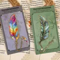 Vintage style metal feather bookmark in vibrant rainbow and cyan gold variants - Phantom and Lapis Feather