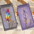 Elegant gold-toned feather metal bookmarks available in rainbow and purple color variants. - Phantom and Amethyst Feather
