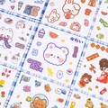 Variété de jolies planches d'autocollants kawaii avec ours et lapins pour le journaling - Autocollants Dessins Animés (Aléatoire) / 30 Pièces/Paquet (10x10cm)