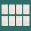 Juego de 8 elegantes tarjetas de agradecimiento blancas con borde dorado y líneas - Papel de Carta con Borde Dorado / Juego de 8 hojas
