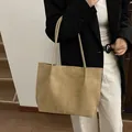 Κομψή μεγάλη τσάντα tote από καφέ σουέτ για γυναίκες μινιμαλιστική τσάντα ώμου εργασίας - Ελαφρύ χακί