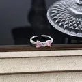 Eleganter silberner Schleifenring mit rosa Herzsteinen und Kristallen für Damen - Doppelherz Rosa Zirkon Schleife Stil (Stil 3) / Silber