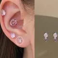 Shiny pink cubic zirconia stud earrings and cartilage piercings for stylish women - Pink Fireworks Screw - 6mm (A2802)