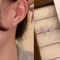 Elegant sparkling round purple zircon stud earrings for women with high-end aesthetic style - Purple Fireworks Screw - 6mm (A2802)