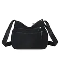 Minimalistische schwarze Umhängetasche für Damen mit vielen Taschen und viel Stauraum - Schwarz