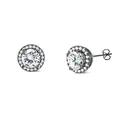 Boucles d'oreilles halo de luxe avec zircone cubique ronde en acier inoxydable noir - 6mm Individuel / Noir