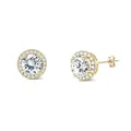 Boucles d'oreilles halo élégantes en acier inoxydable doré avec pierres en zircone - 6mm Individuel / Or