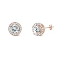 Élégantes boucles d'oreilles puces en acier rose doré avec zircons étincelants - 6mm Individuel / Or rose