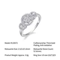 Elegant 925 silver moissanite ring featuring a three-stone cluster design in white gold finish - US Size 9 / 2.5mm Moissanite (R13572)