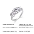 Elegant silver 5-carat moissanite ring featuring three sparkling round stones and a silver finish - US Size 9 / 3ct+1ct Moissanite (R14148)