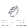 Elegant 5-carat round Moissanite three-stone ring crafted in 925 sterling silver - US Size 9 / 3ct+1ct Moissanite (R14891)