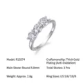 Elegant 925 sterling silver engagement ring with three round 5.0mm moissanite stones - US Size 9 / 0.5ct x 3 Moissanite (R13574)