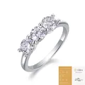 Elegant 925 sterling silver three-stone ring featuring sparkling 5-carat moissanite gems - US Size 9 / 0.5ct x 3 Moissanite (with GRA Certificate) (R13574)