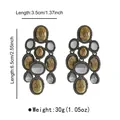 Detailed view of vintage resin drop earrings with dimensions and weight - Vintage Ethnic Tassel Style (E15570) / Gray