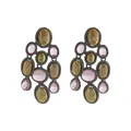Detailed view of vintage ethnic style colorful resin drop earrings with pink stones - Vintage Ethnic Tassel Style / Pink