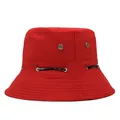 Classic vibrant red short-brim bucket hat featuring breathable vents and a black sport drawstring - Adjustable / Red