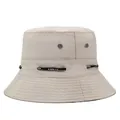 Lässiger beiger Anglerhut mit kleiner Krempe und schwarz-weißem Sport-Kordelzug - Verstellbar / Beige