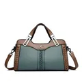 Borsa a tracolla bicolore blu e marrone alla moda in pelle testurizzata morbida premium - Modello in Contrasto / Verde