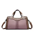 Elegante borsa a tracolla bicolore malva e marrone con dettagli intrecciati e argento - Modello in Contrasto / Viola