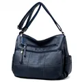 Bolso bandolera azul oscuro para mujer con bolsillos con cremallera y diseño acolchado - Azul marino