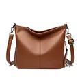 Elegant brown pebbled leather crossbody bag featuring stylish tassels and adjustable strap - Yellow