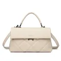 Elegant cream quilted handbag with top handle and adjustable shoulder strap - White