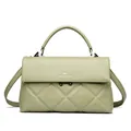Elegant sage green quilted women's handbag with top handle and crossbody strap - Green