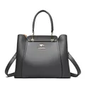 Bolso de mano elegante para mujer en cuero gris con logo de canguro y asas - Estilo Tote (L8855) / Gris oscuro