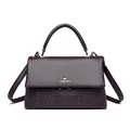 Elegant dark purple embossed top-handle handbag for women with adjustable strap - Fuschia