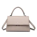 Elegant khaki faux leather handbag for women with top handle and crossbody strap - Camel