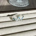 Detailed view of silver dragon ring with blue enamel and sparkling crystals. - Dragon Shape Style (3) / Adjustable Open