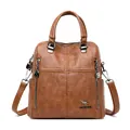 Zaino grande vintage in ecopelle marrone per donna, viaggio e tempo libero di moda - Marrone