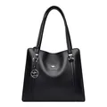 Elegante borsa tote in pelle nera con logo canguro da donna, perfetta per il pendolarismo quotidiano - 33x9x29cm / Nero