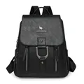 Elegante zaino da donna in pelle PU nera con ornamento con logo a canguro - Nero