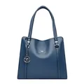 Elegant 2025 new large capacity women shoulder bag in textured dark blue faux leather - 33x9x29cm / Blue