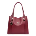 Elegante borsa tote in pelle rosso vino di grande capacità con logo canguro per donna - 33x9x29cm / Rosso