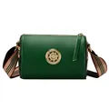 Borsa a tracolla vintage in pelle verde con fibbia nautica e tracolla a righe - Stile a Botte Vintage / Verde