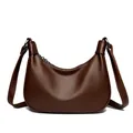 Elegante donkerbruine zachte lederen hobo-tas met getextureerde korrel - Bruin
