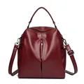 Elegant burgundy faux leather multi-functional backpack and shoulder bag for women 2025 - Wine Red