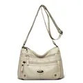 Beige multi-pocket shoulder bag for women with adjustable strap crossbody style bag - Apricot